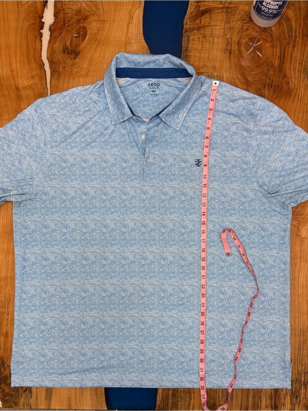 IZOD Golf Polo Shirt 3XLT Blue Pattern Performance Stretch Short Sleeve Big Tall - Picture 3 of 7